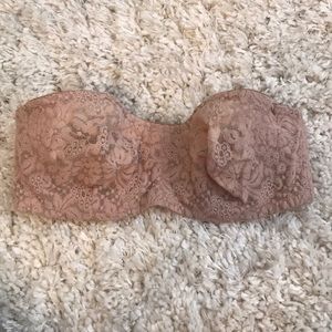 Nude lace strapless bra